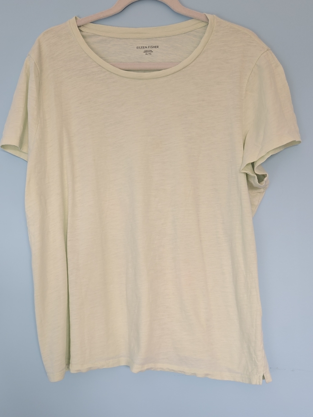 Eileen Fisher Pale Green Short Sleeve Crew Tee Organic Cotton XL